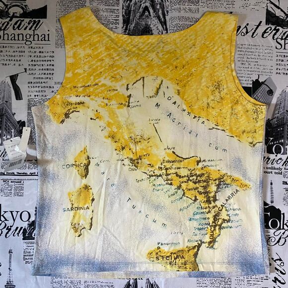 Nancy Bolen City Girl Women's Yellow and Blue Italy tank top nwt y2k - Picture 2 of 4